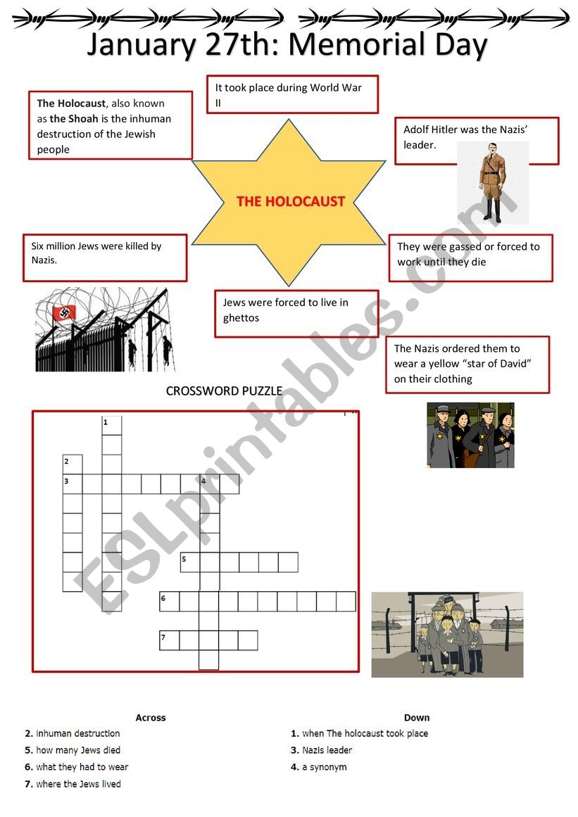 Free Printable Worksheets About The Holocaust
