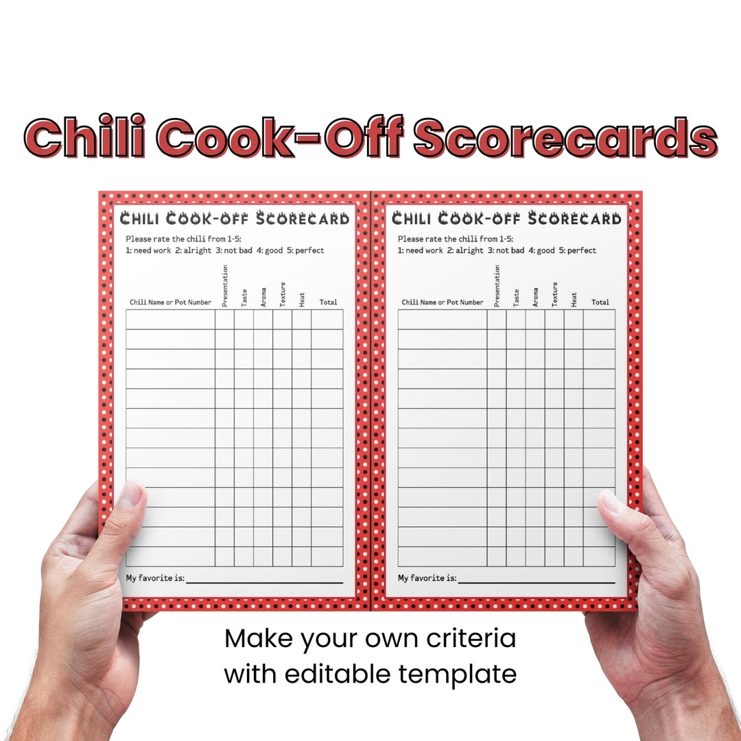 Printable Chili Cook Off Judging Sheet