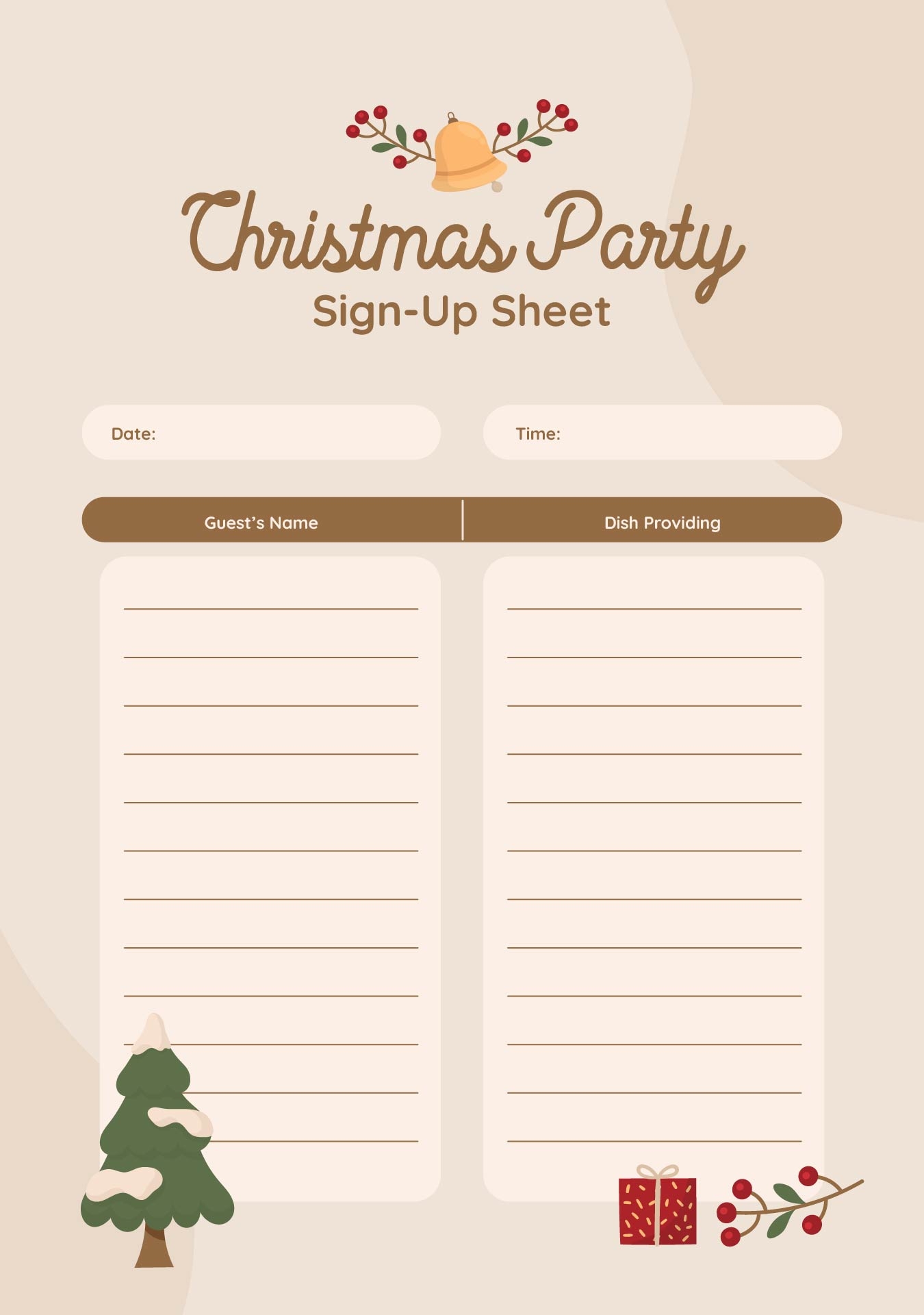 Christmas Party Sign Up Sheet 15 Free PDF Printables Printablee