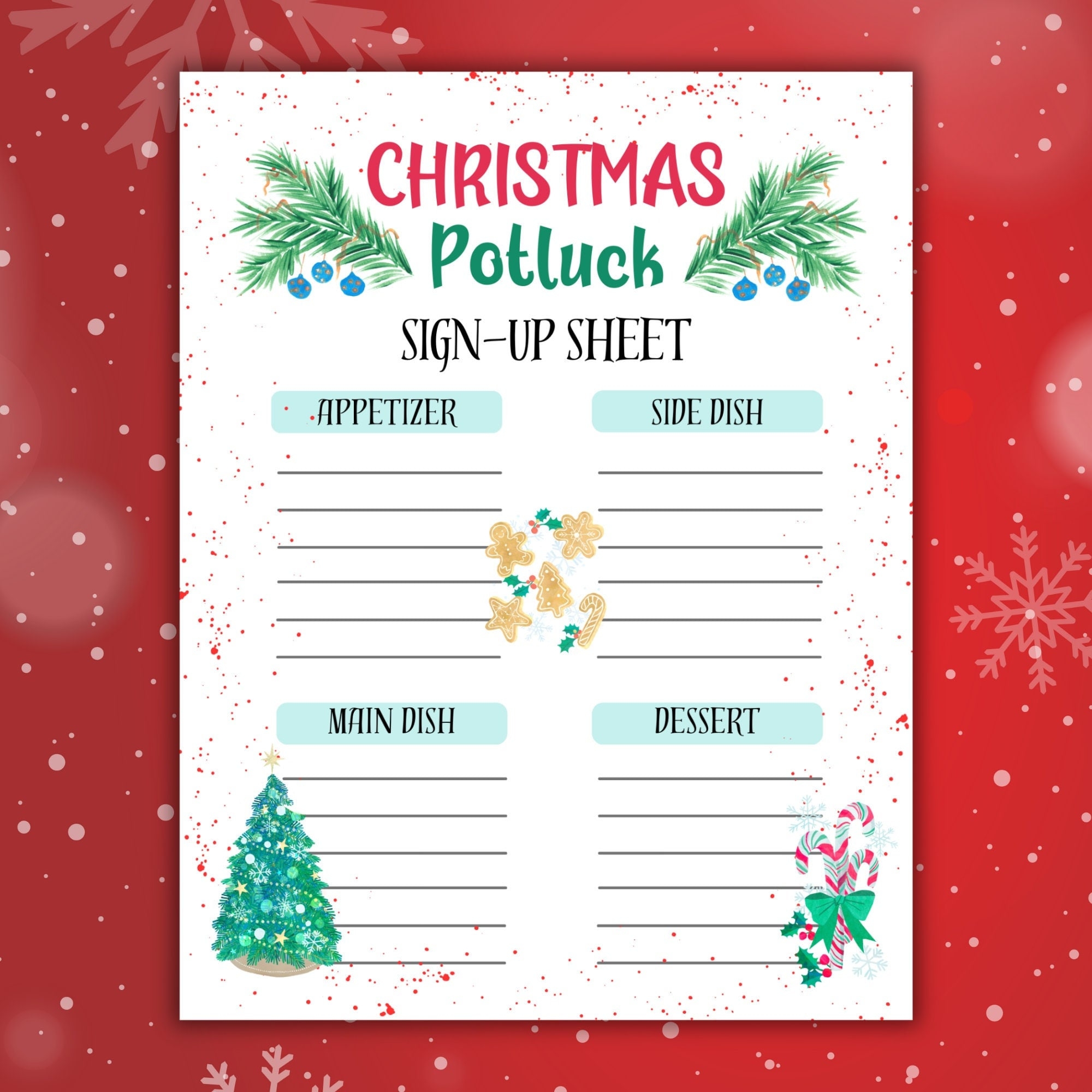 Christmas Potluck Sign Up Sheet Potluck Sign Up Sheet Potluck Sign Up Form Christmas Neighborhood Potluck Christmas Party Sign Up CM Etsy Israel