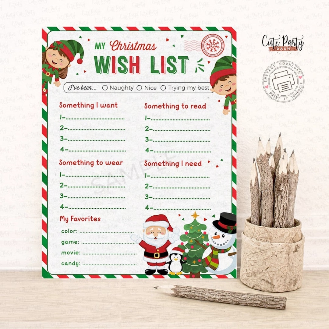 Christmas Wish List For Kids Printable Holidays Wish List Template Santa Wish List Letter To Santa Boy Girl INSTANT DOWNLOAD 600 Etsy UK