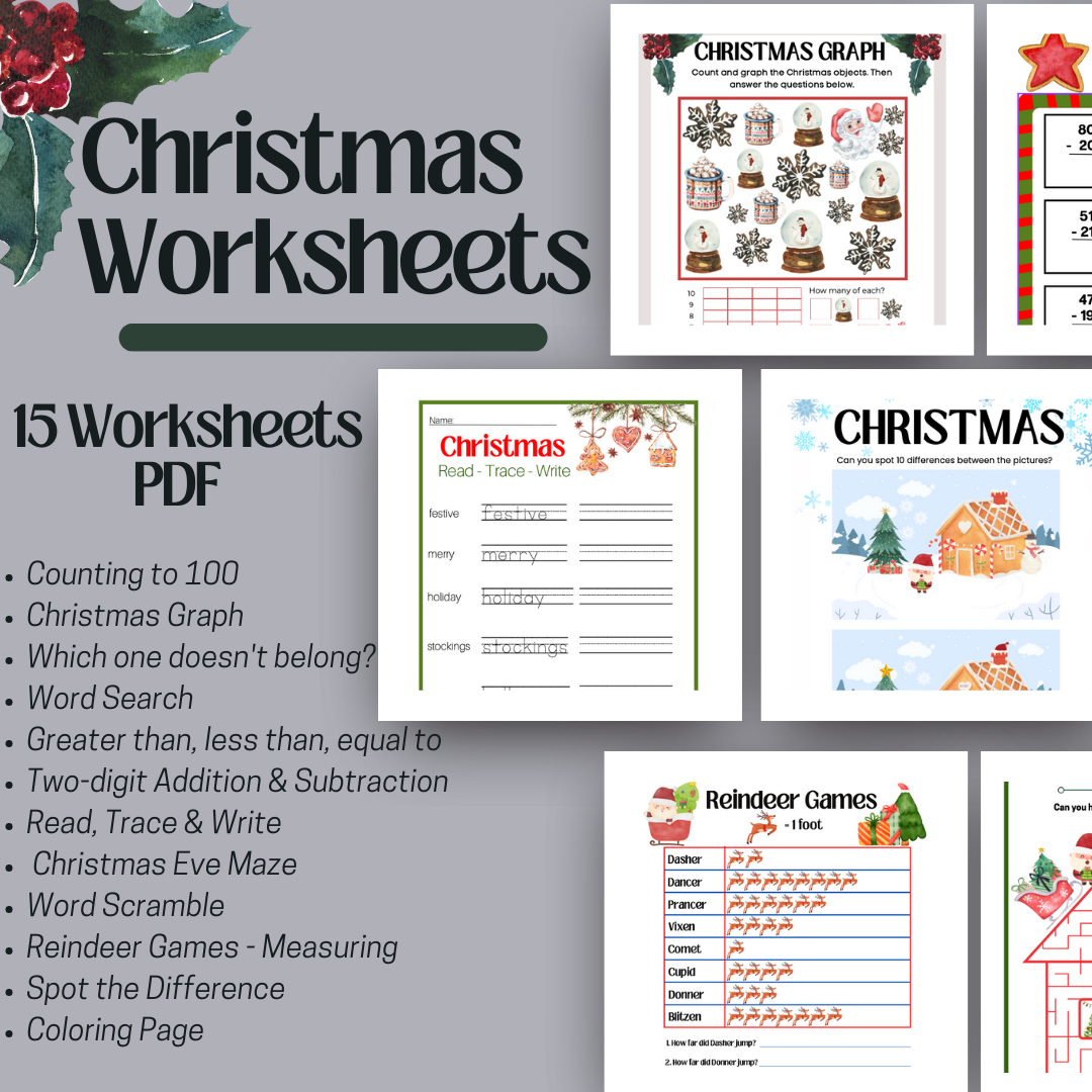 CHRISTMAS WORKSHEETS Second Grade Homeschool Printable Winter Learning Math Reading Counting Made By Teachers