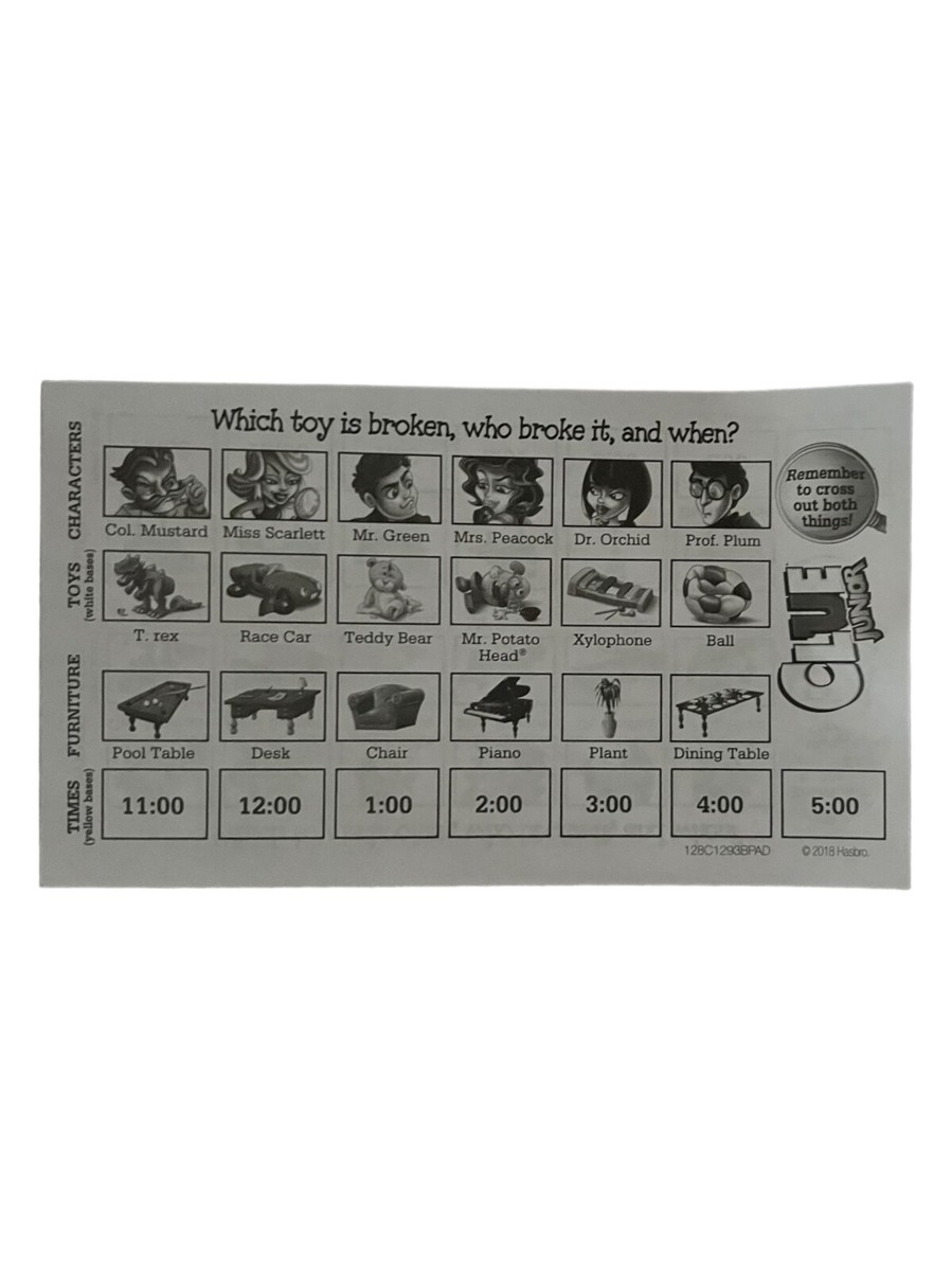 Clue Jr Case Of The Broken Toy Board Game REPLACEMENT PARTS PIECES 