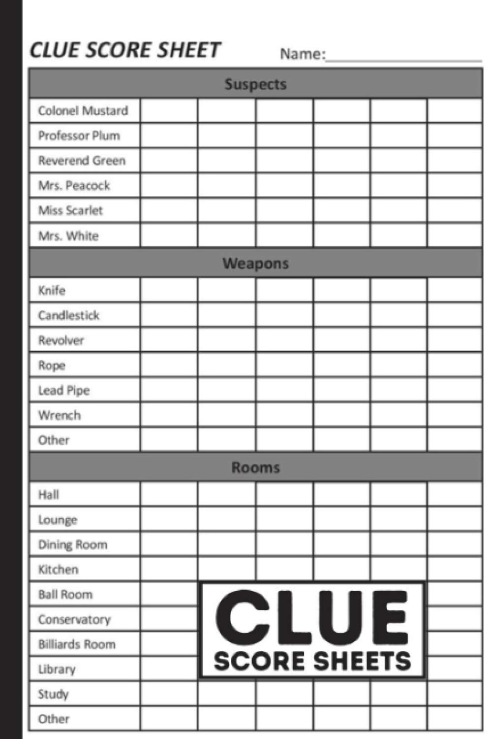 Clue Score Sheets 120 Clue Game Sheets Sickoz Dr Amazon de Books