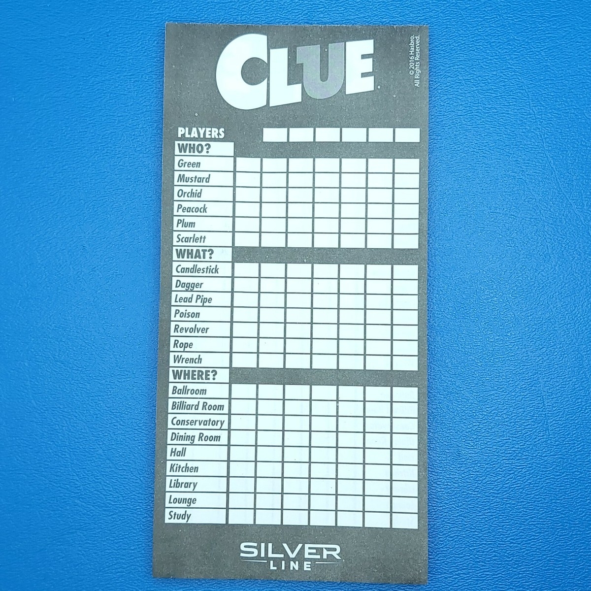 Clue Replacement Sheets Printable
