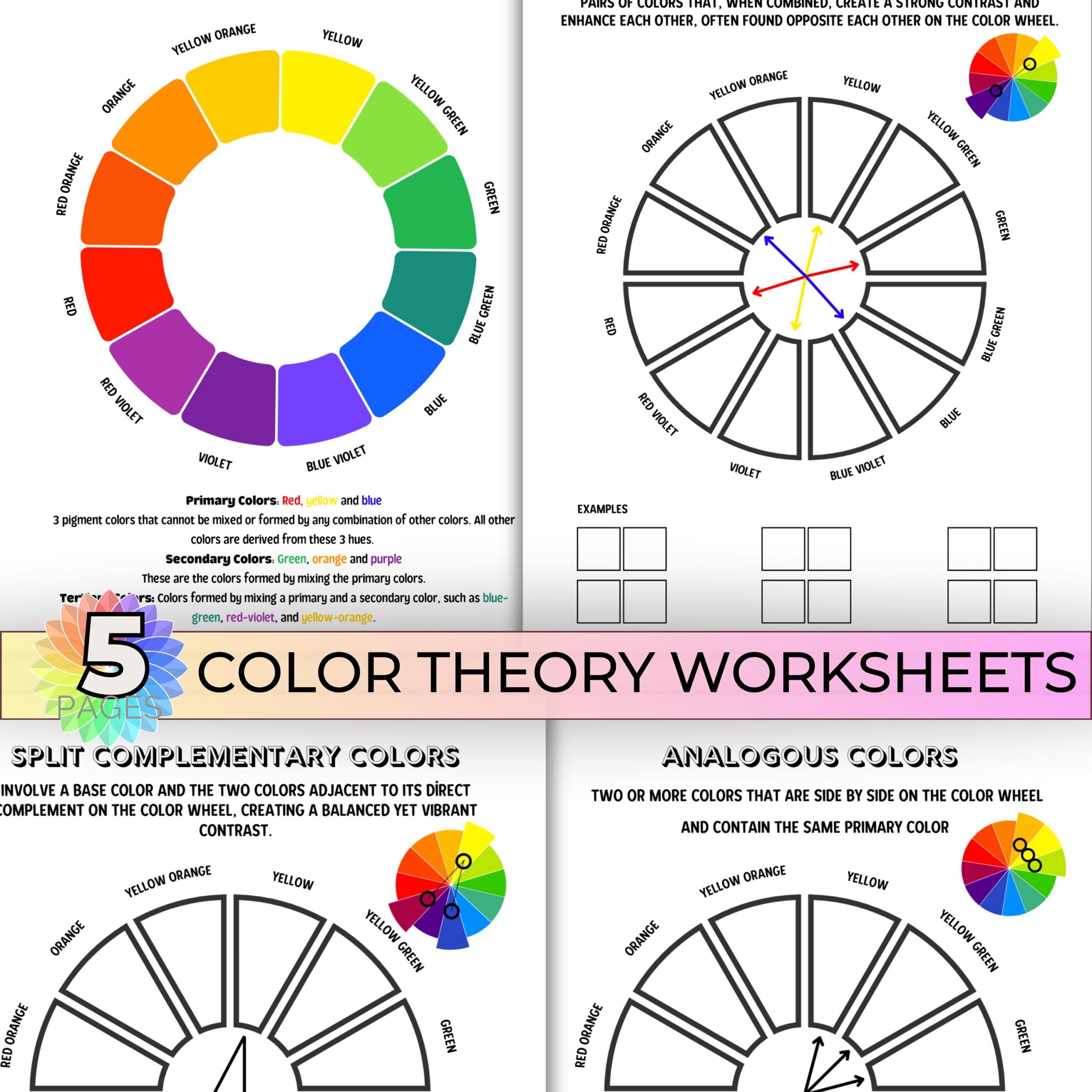 Color Theory Worksheets Printable Color Wheel Painting Lesson Art Color Theory Worksheets Printable Color Wheel Painting Lesson Art