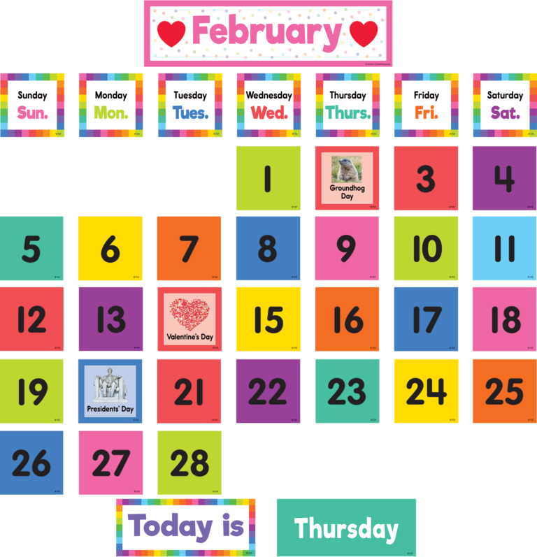 Colorful Calendar Pocket Chart Cards TCR8345 Teacher Created Resources