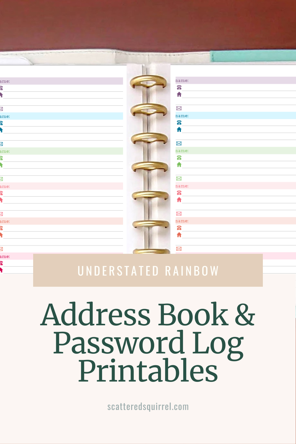 Colourful Address Book And Password Log Printables Colourful Address Book And Password Log Printables