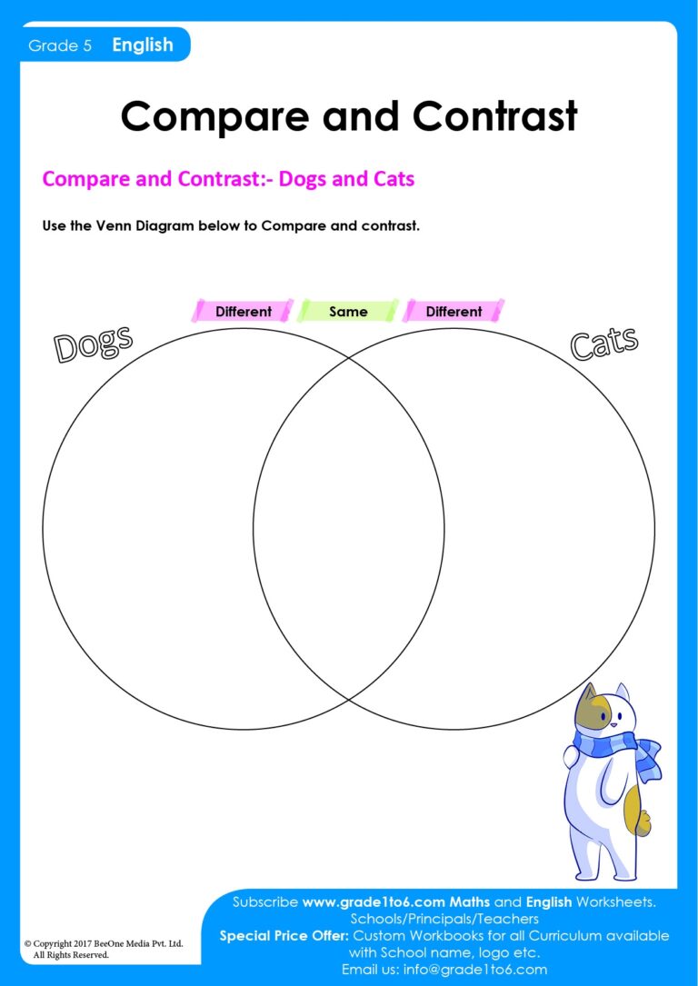Compare And Contrast Worksheet Grade1to6