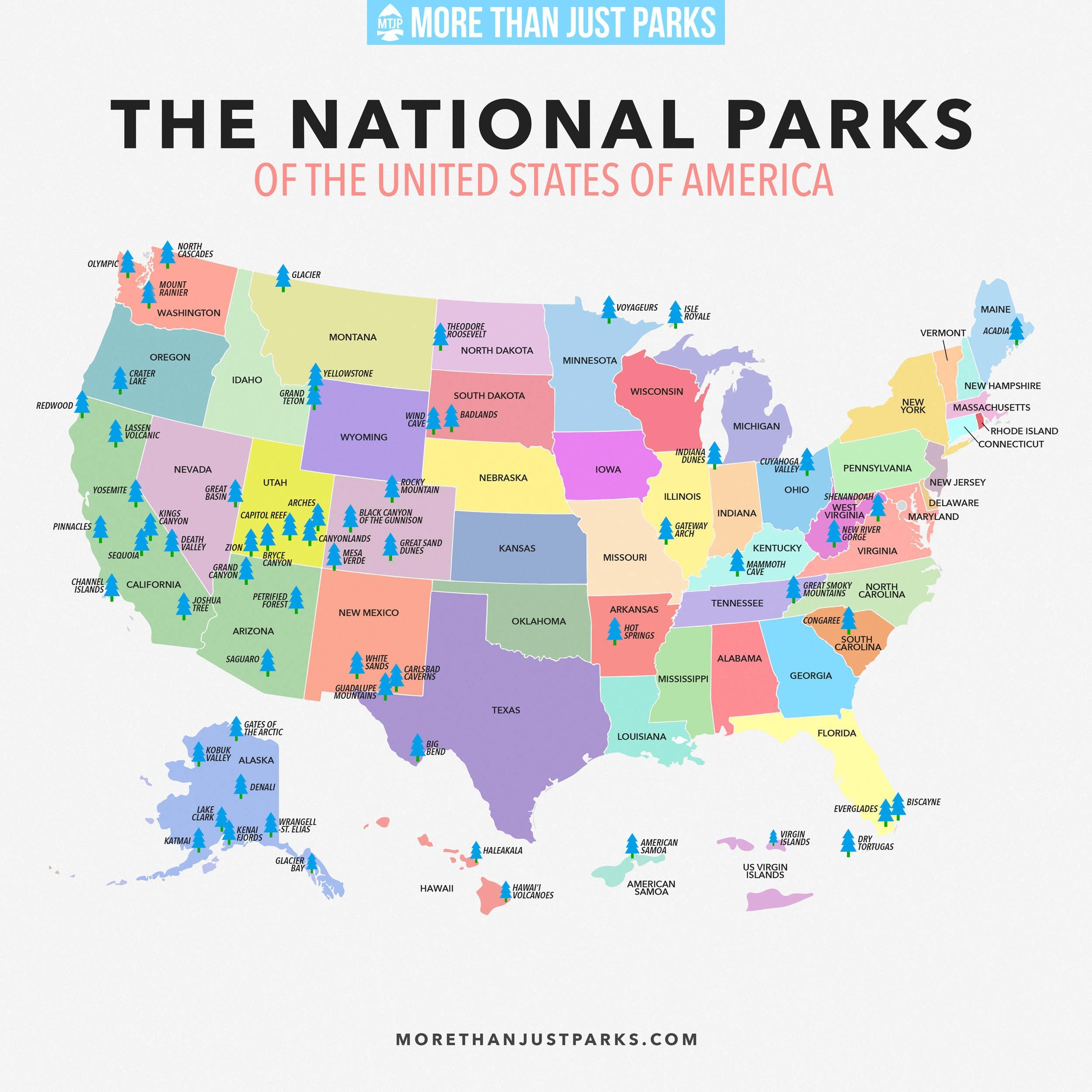 COMPLETE National Parks List 2024 Printable MAP COMPLETE National Parks List 2024 Printable MAP