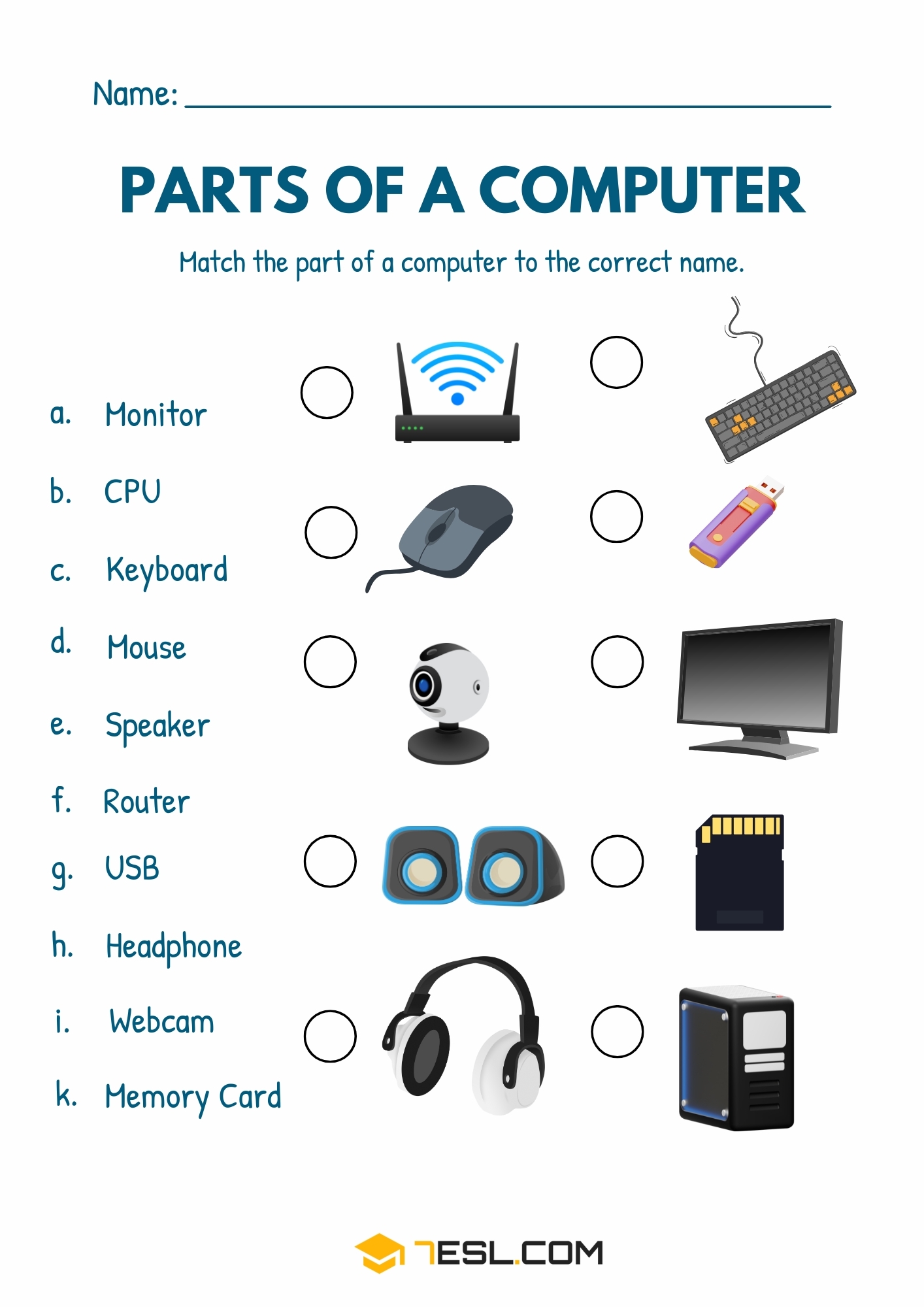 Computer Parts Worksheets For ESL Learners 7ESL Computer Parts Worksheets For ESL Learners 7ESL