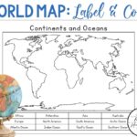 Continents And Oceans Color And Label Blank World Map Elementary Geography Homeschool Printable Activities Social Studies Etsy UK
