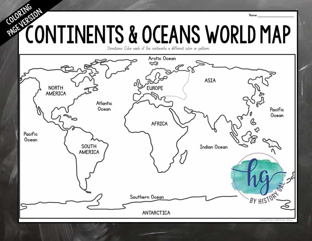 Continents And Oceans Map Activity Print And Digital By History Gal