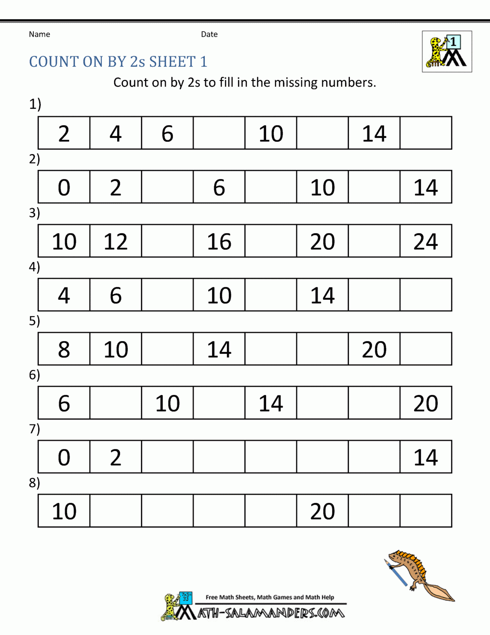 Counting By 2s Worksheets