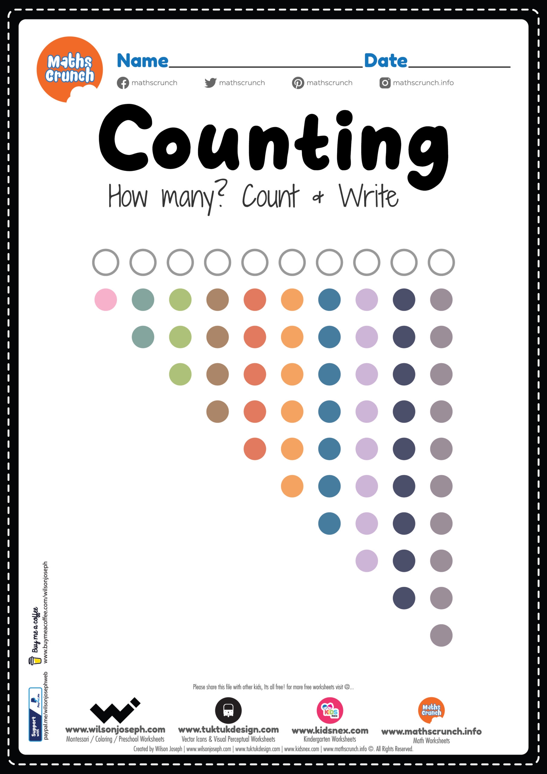 Counting Worksheet For Montessori Free Printable PDF For Kids