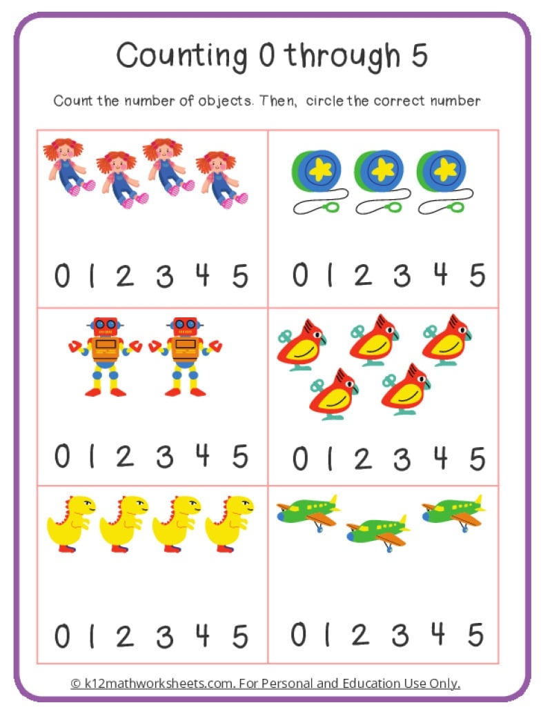 Free Printable Counting Worksheets For Kindergarten
