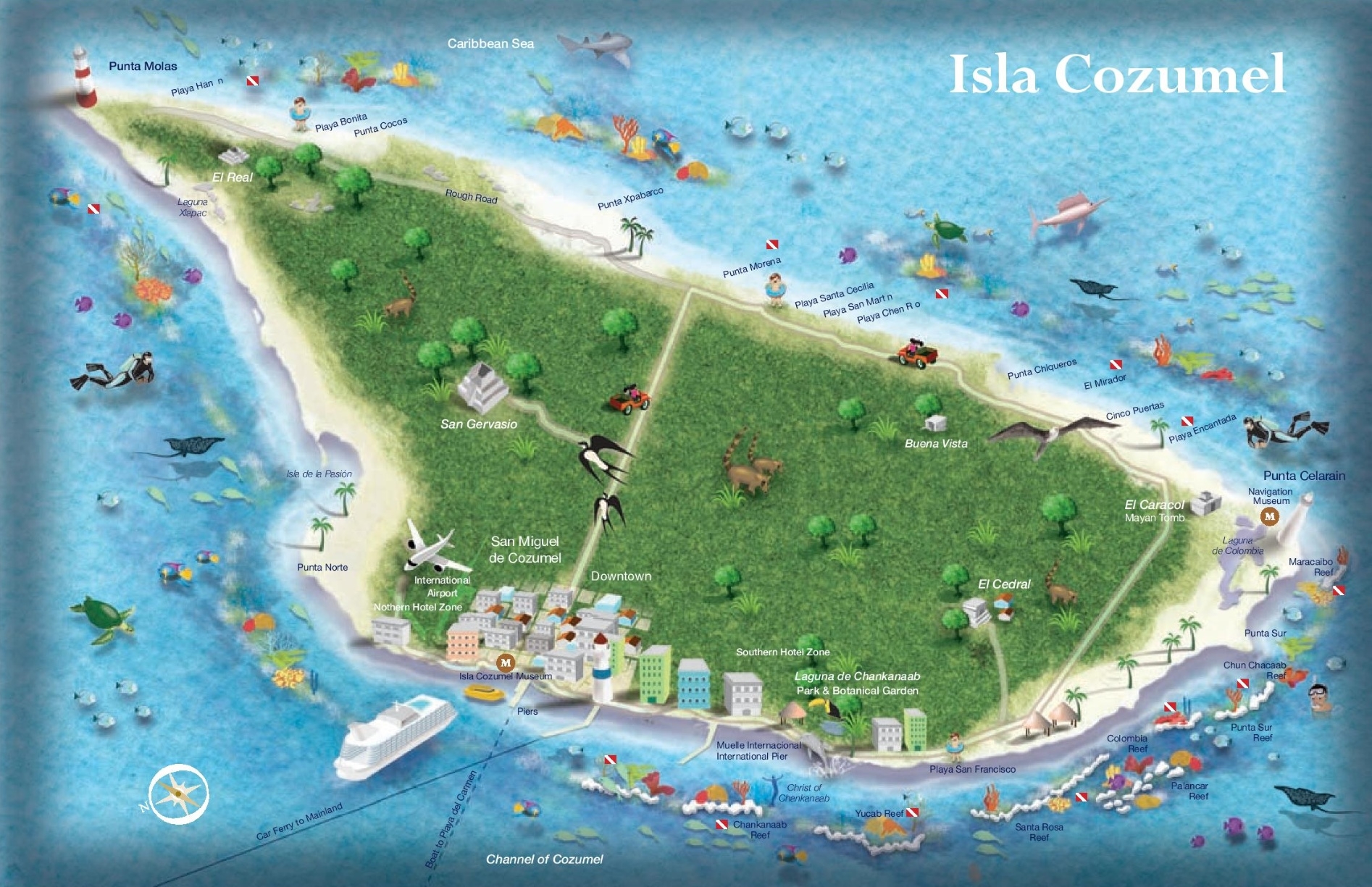 Cozumel Tourist Map Ontheworldmap