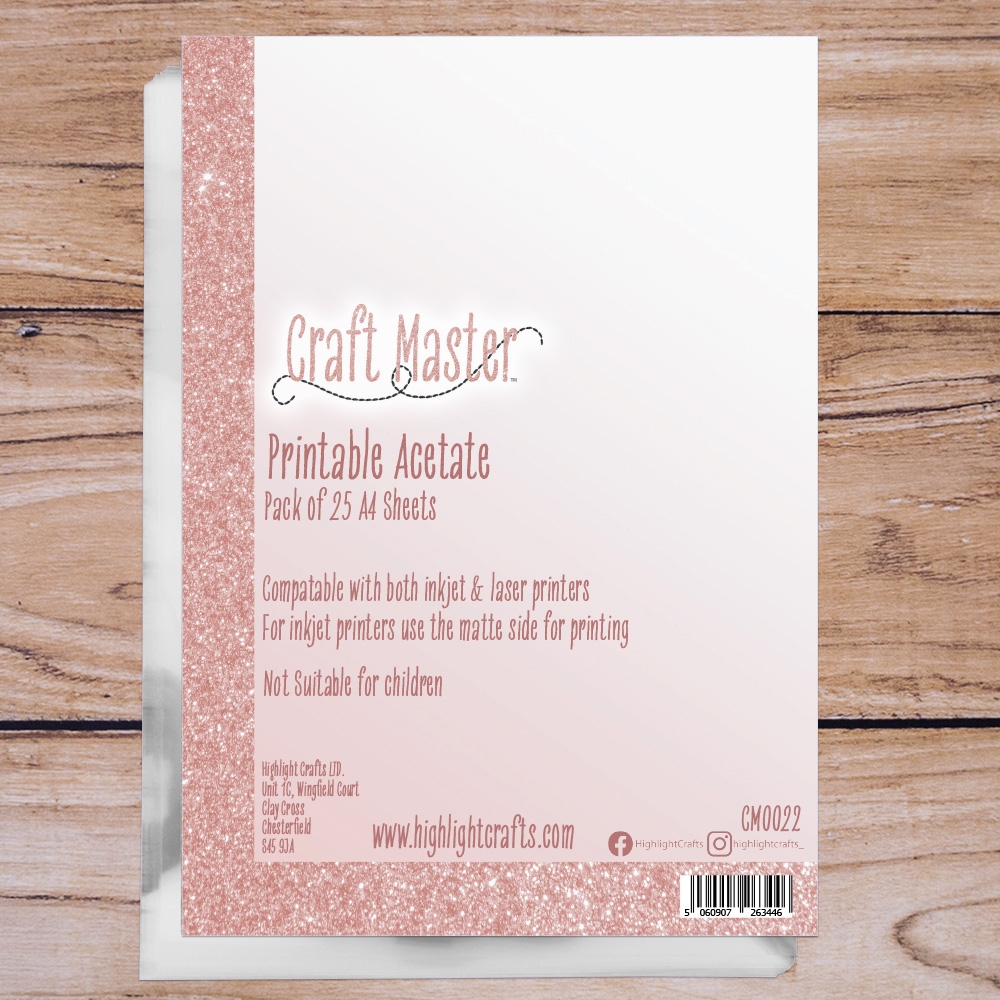 Craft Master Printable Acetate 25 Sheets Highlight Crafts