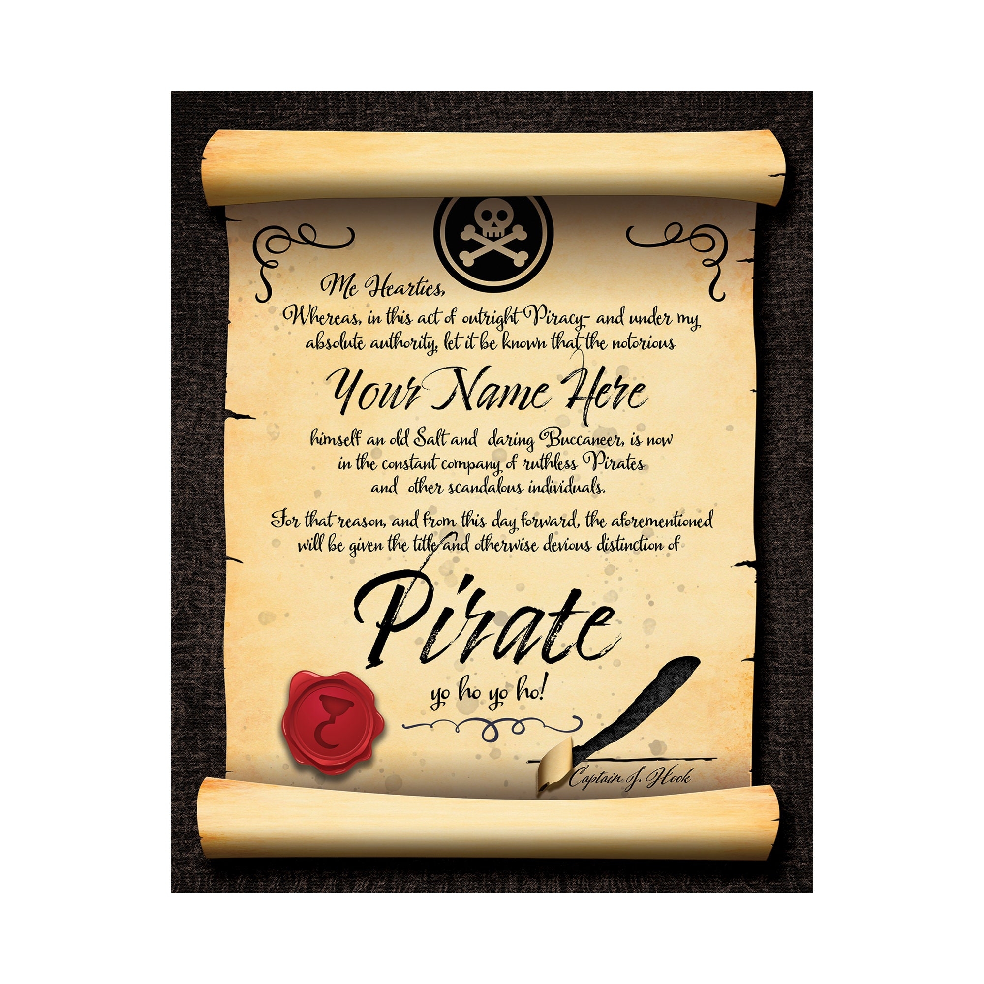 Custom Pirate Scroll Pirate Birthday Party Digital Download Custom Pirate Scroll Pirate Birthday Party Digital Download