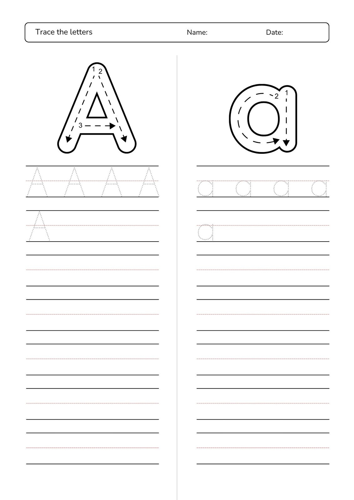 Printable Alphabet Sheets Trace