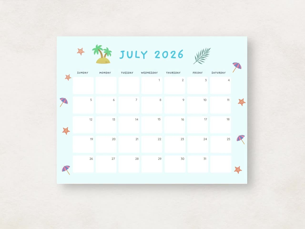 Cute 2026 Calendar Printable
