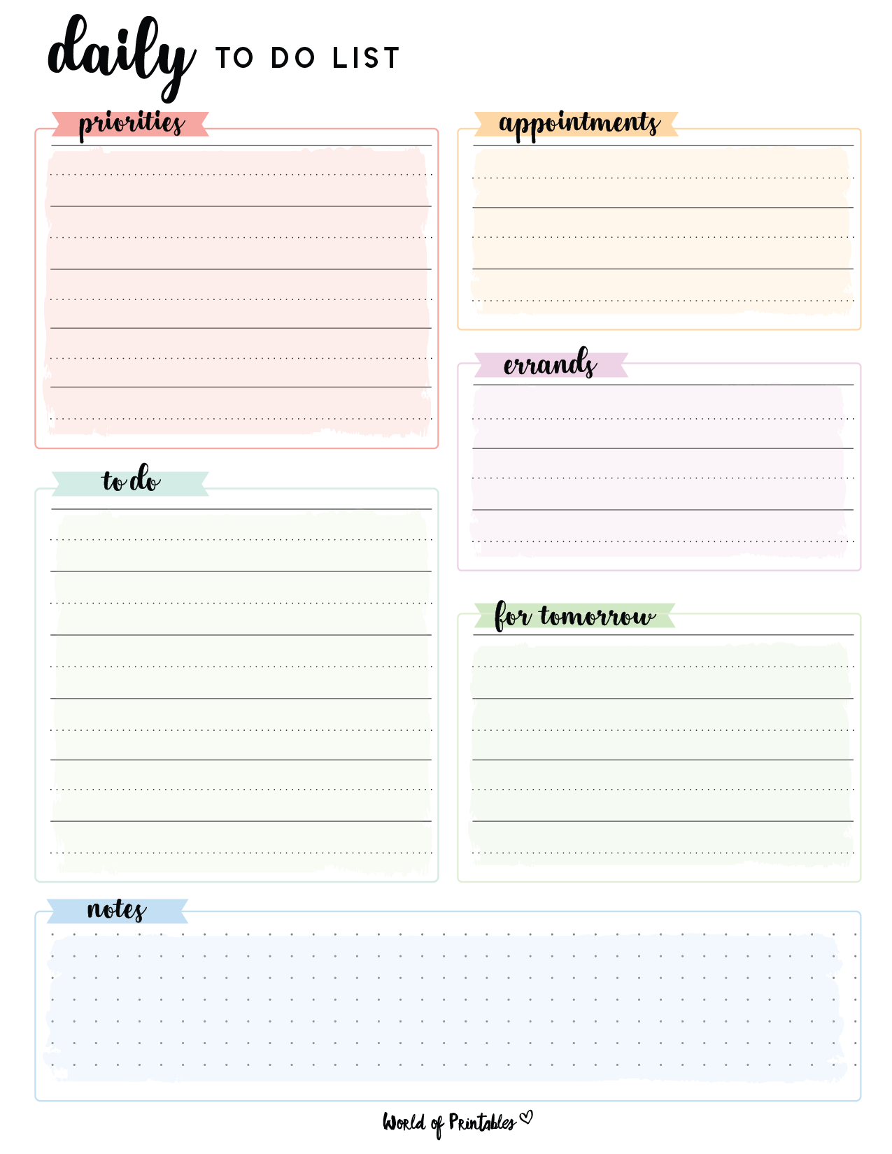 Free Printable Task Sheets