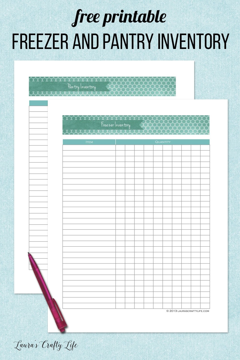 Freezer Inventory Sheet Printable