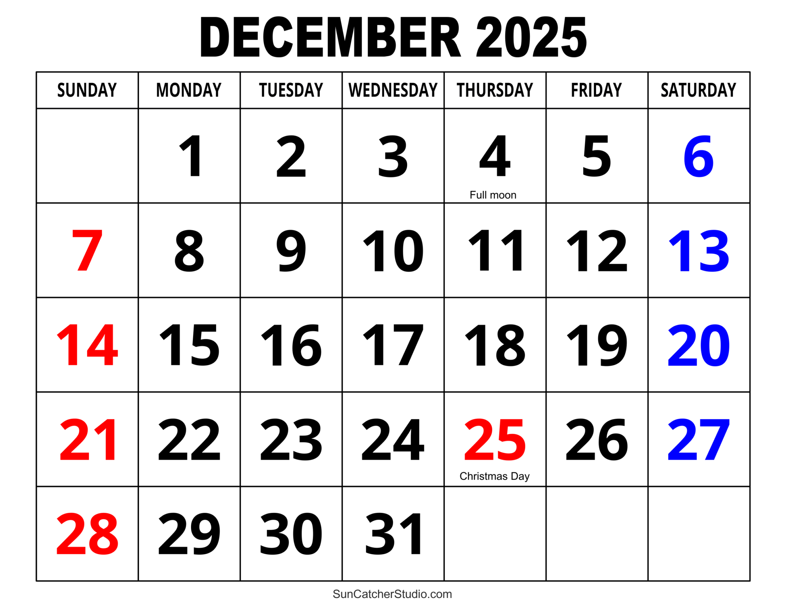July-December 2025 Calendar