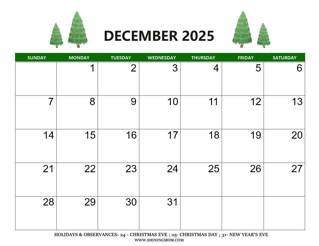 December 2025 Calendar Templates 40 Awesome Designs