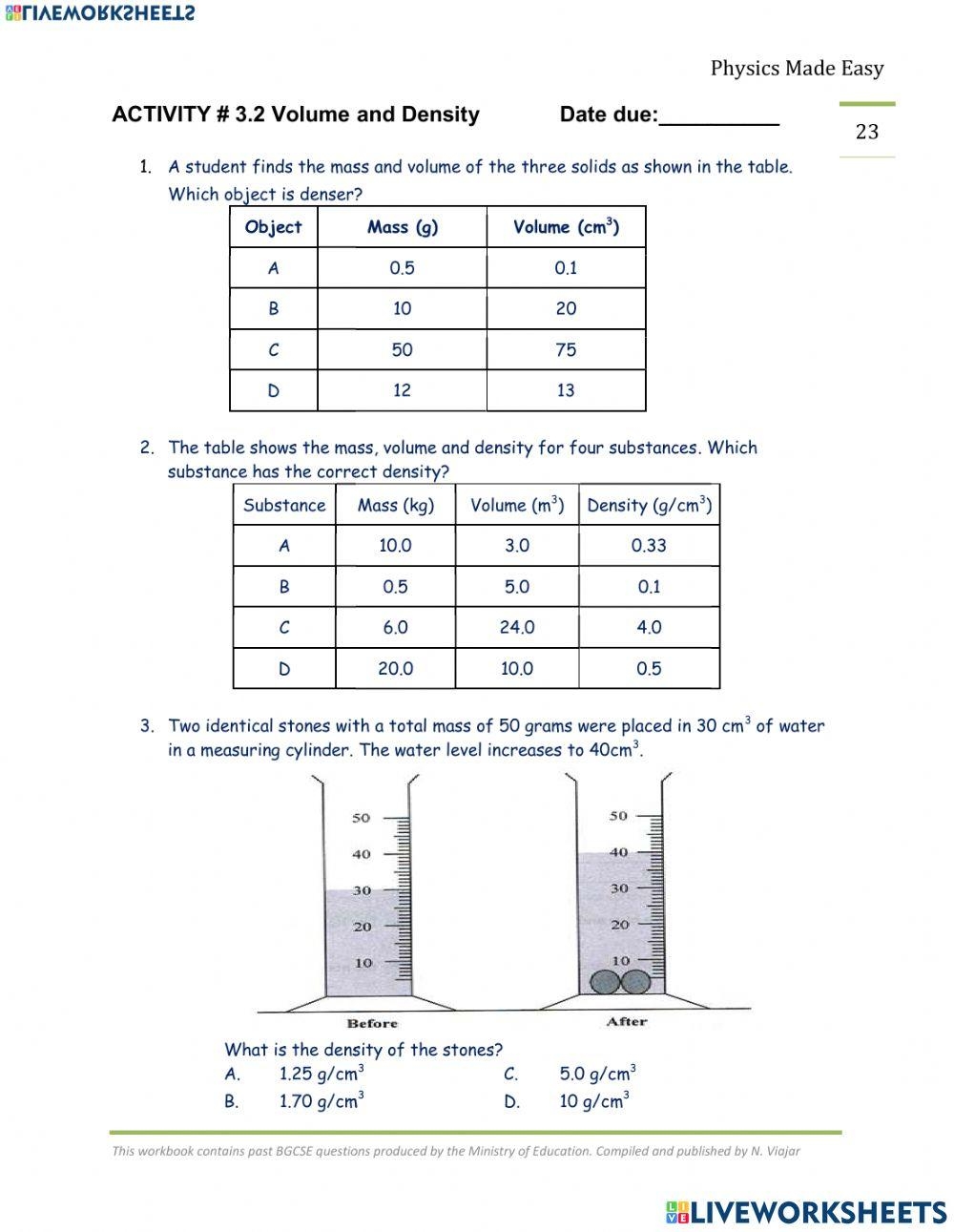 Density Free Worksheet Worksheets Library Density Free Worksheet Worksheets Library
