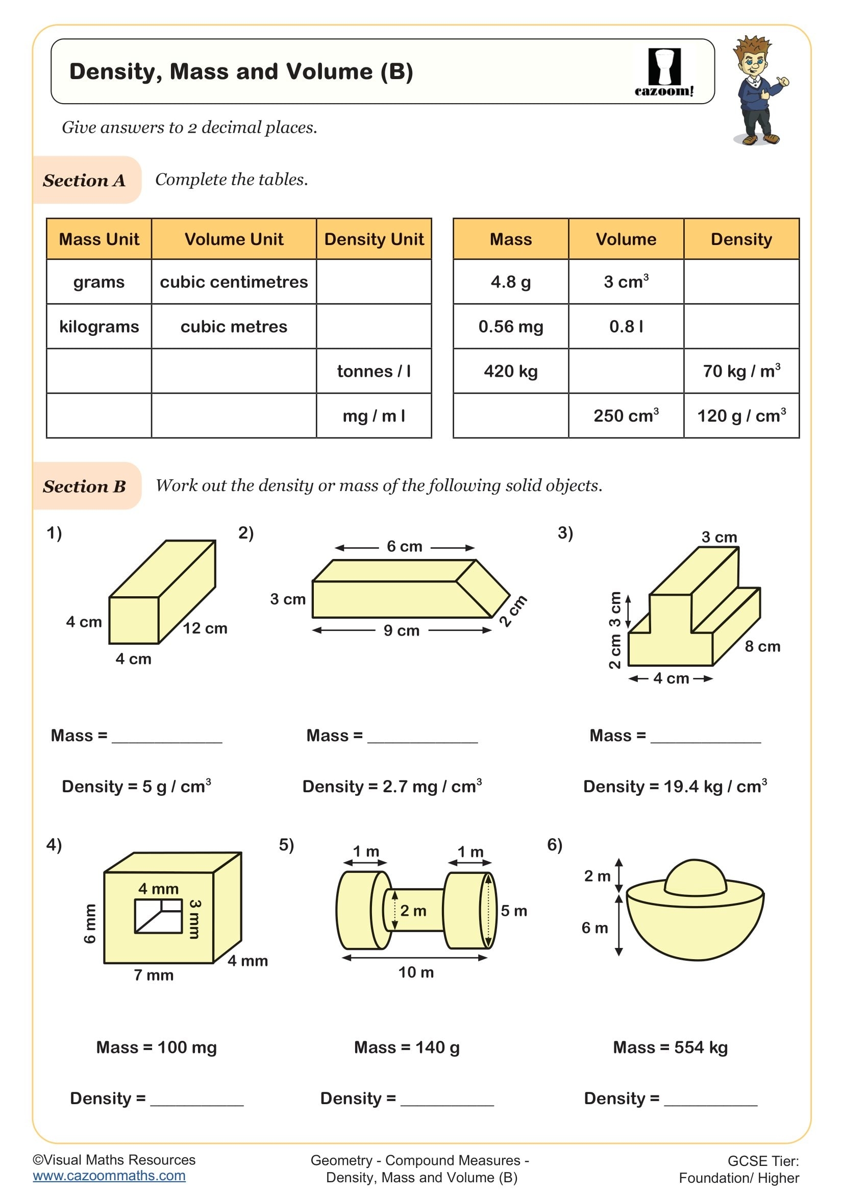 Density Mass And Volume Worksheet Printable Maths Worksheets Density Mass And Volume Worksheet Printable Maths Worksheets
