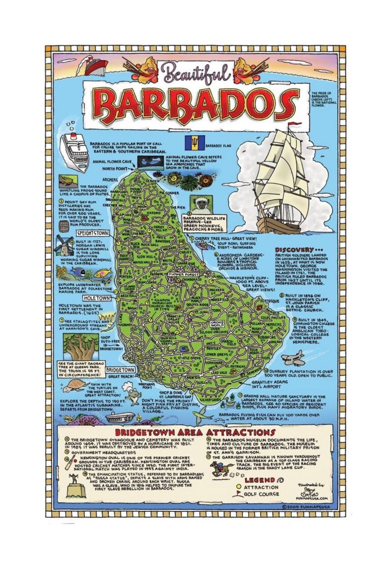 Detailed Tourist Map Of Barbados Barbados North America Mapsland Maps Of The World