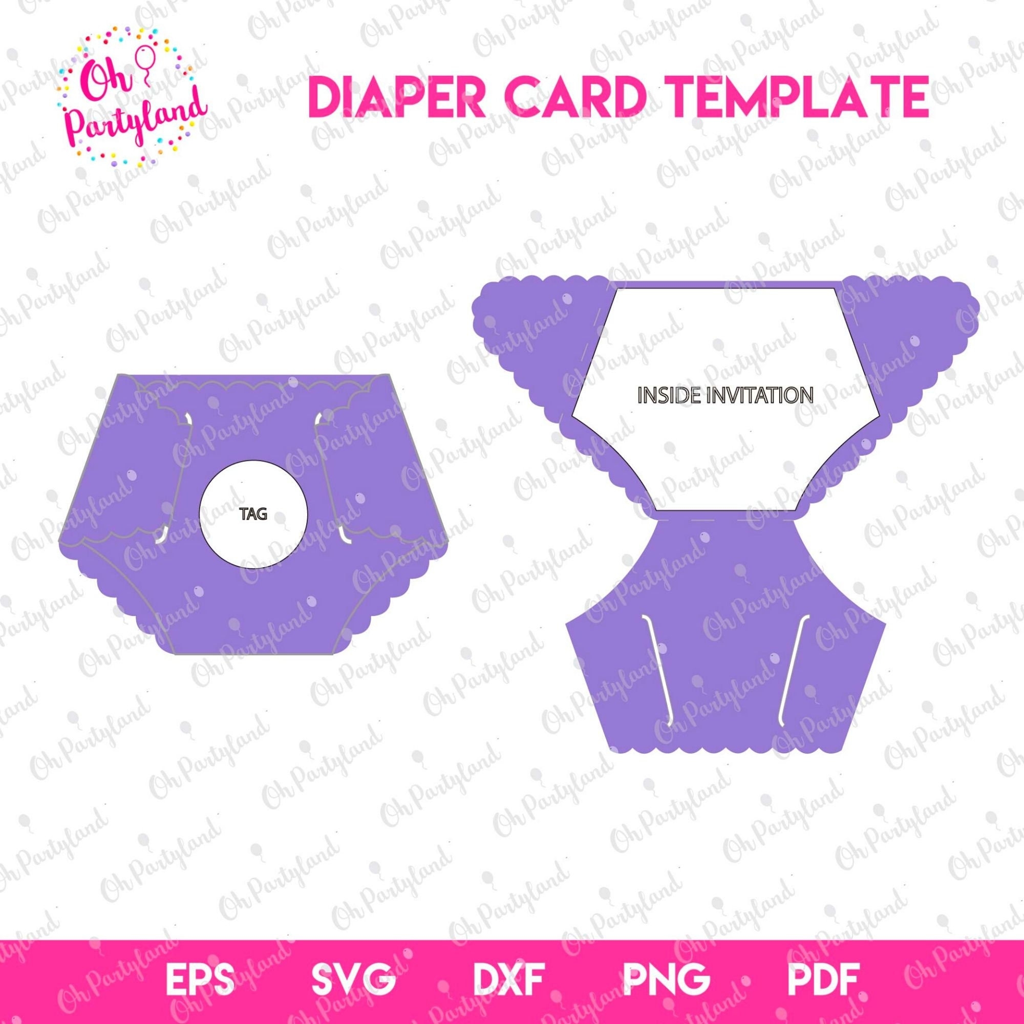 Diaper Card Template Diaper SVG For Cricut Diaper Silhouette Pdf Eps Png Dxf And Svg Baby Shower Template Baby Shower Invitation Etsy