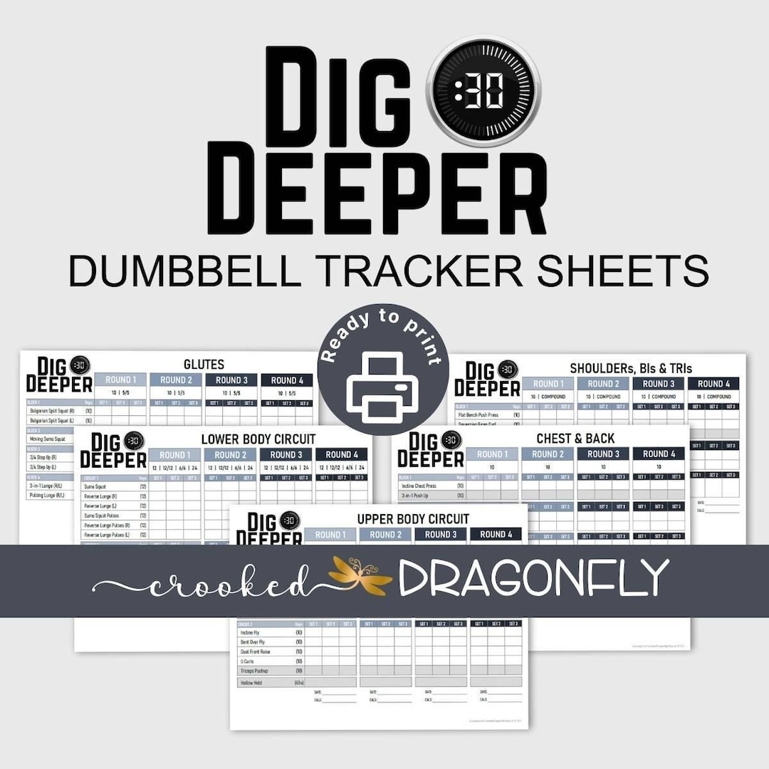 Dig Deeper 30 Dumbbell Tracker Sheets Beachbody Bodi Digital Download Etsy