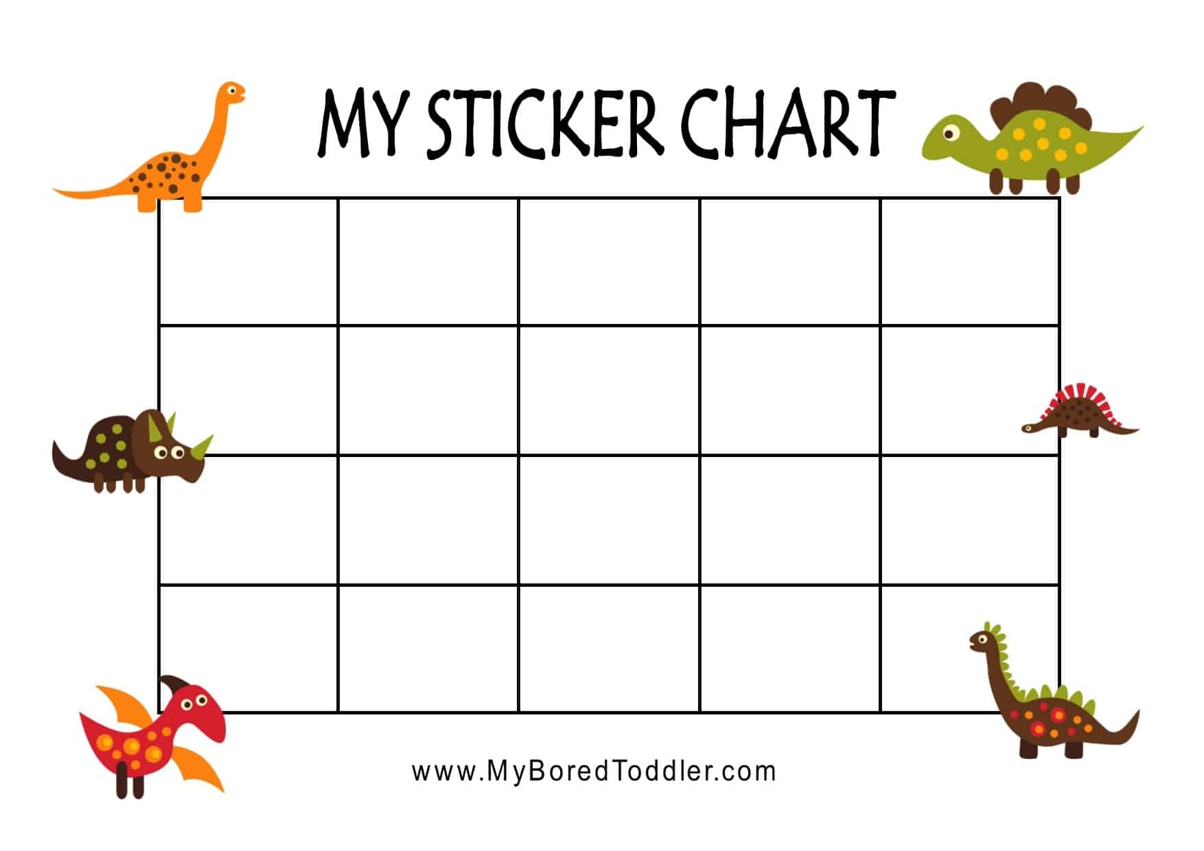 Dinosaur Printable Reward Chart Sticker Chart For Toddlers Preschoolers My Bored Toddler