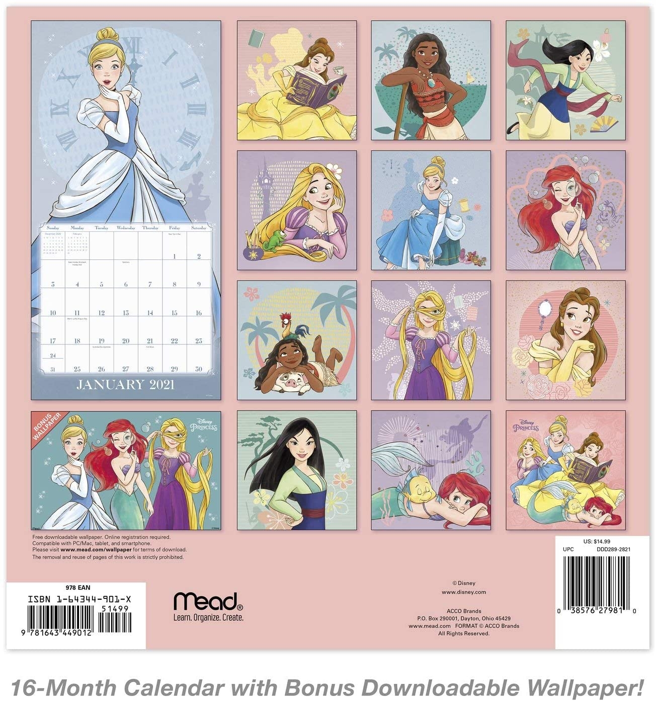 Disney Princess Printable Calendar