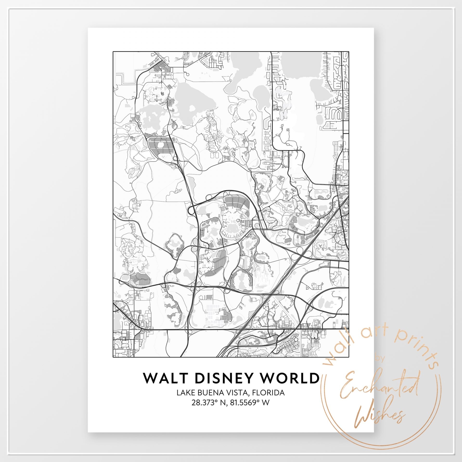 Disney World Road Map Print Printable Wall Art Or Printed Shipped Disney World Road Map Print Printable Wall Art Or Printed Shipped
