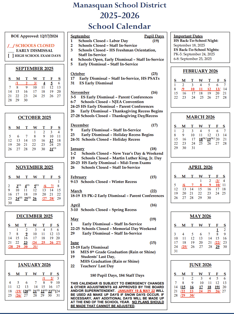 School Year Calendar 25-26 Printable