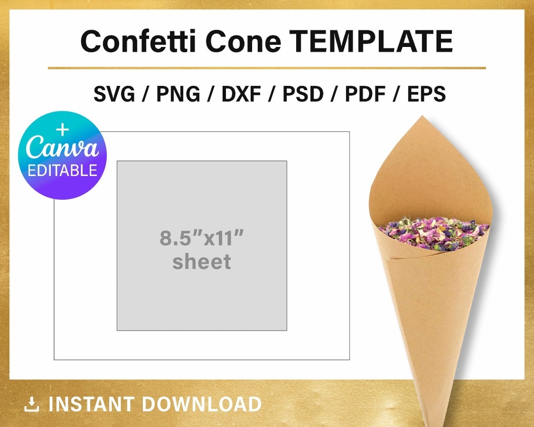 DIY Custom Cone BLANK Template For Wedding Confetti 16x16 Cm Png 