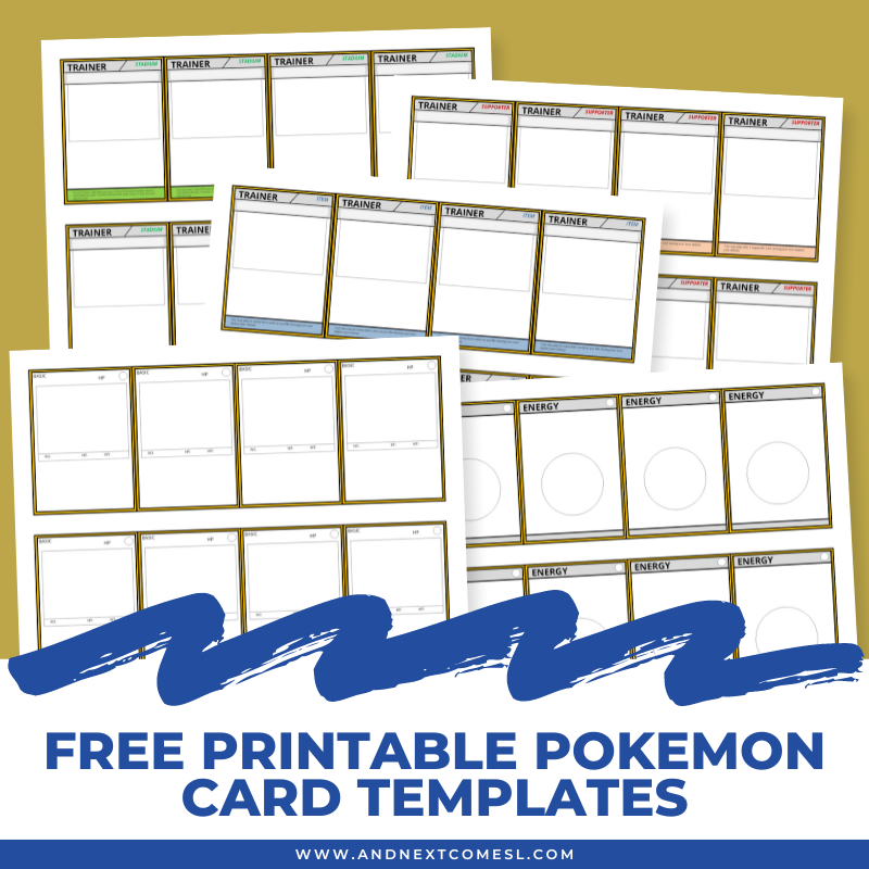 DIY Pokemon Card Templates Free Printable And Next Comes L Hyperlexia Resources