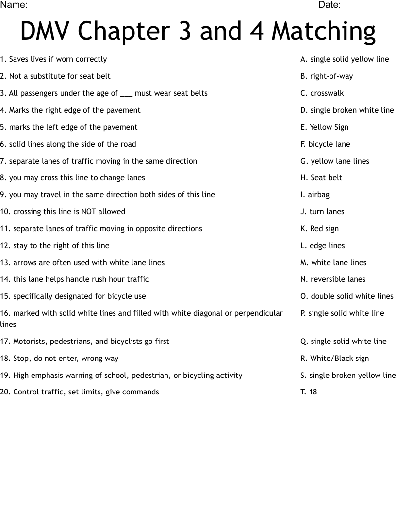 Printable Drivers Ed Worksheets Printable Drivers Ed Worksheets