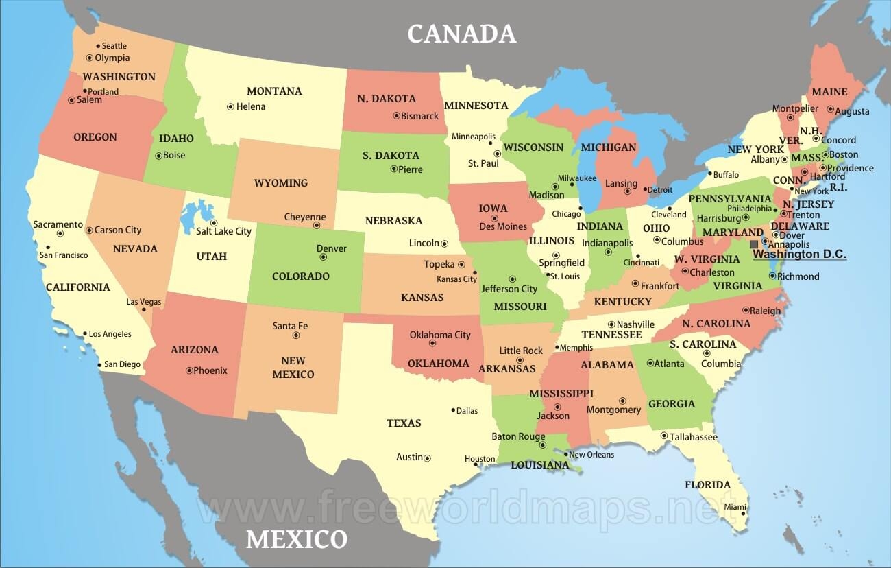 Large Printable Map Of United States