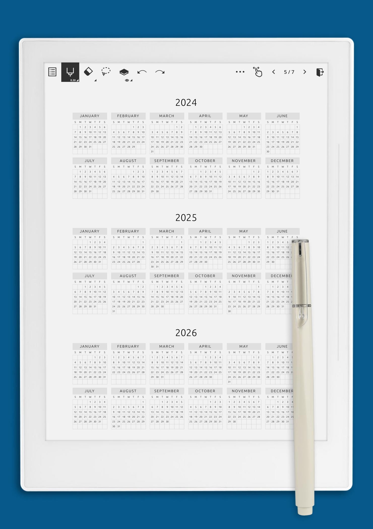Free Printable 3 Year Calendar