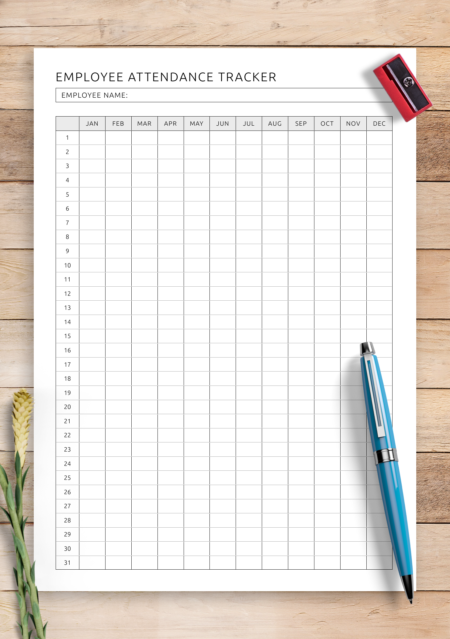 Employee Attendance Sheet Printable