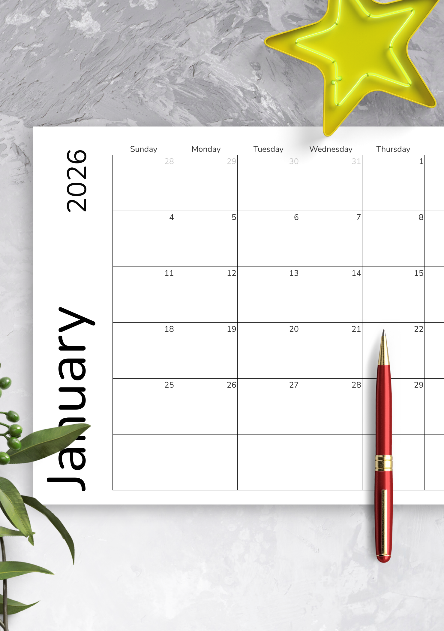 Download Printable Simple Monthly Calendar Grid PDF Download Printable Simple Monthly Calendar Grid PDF