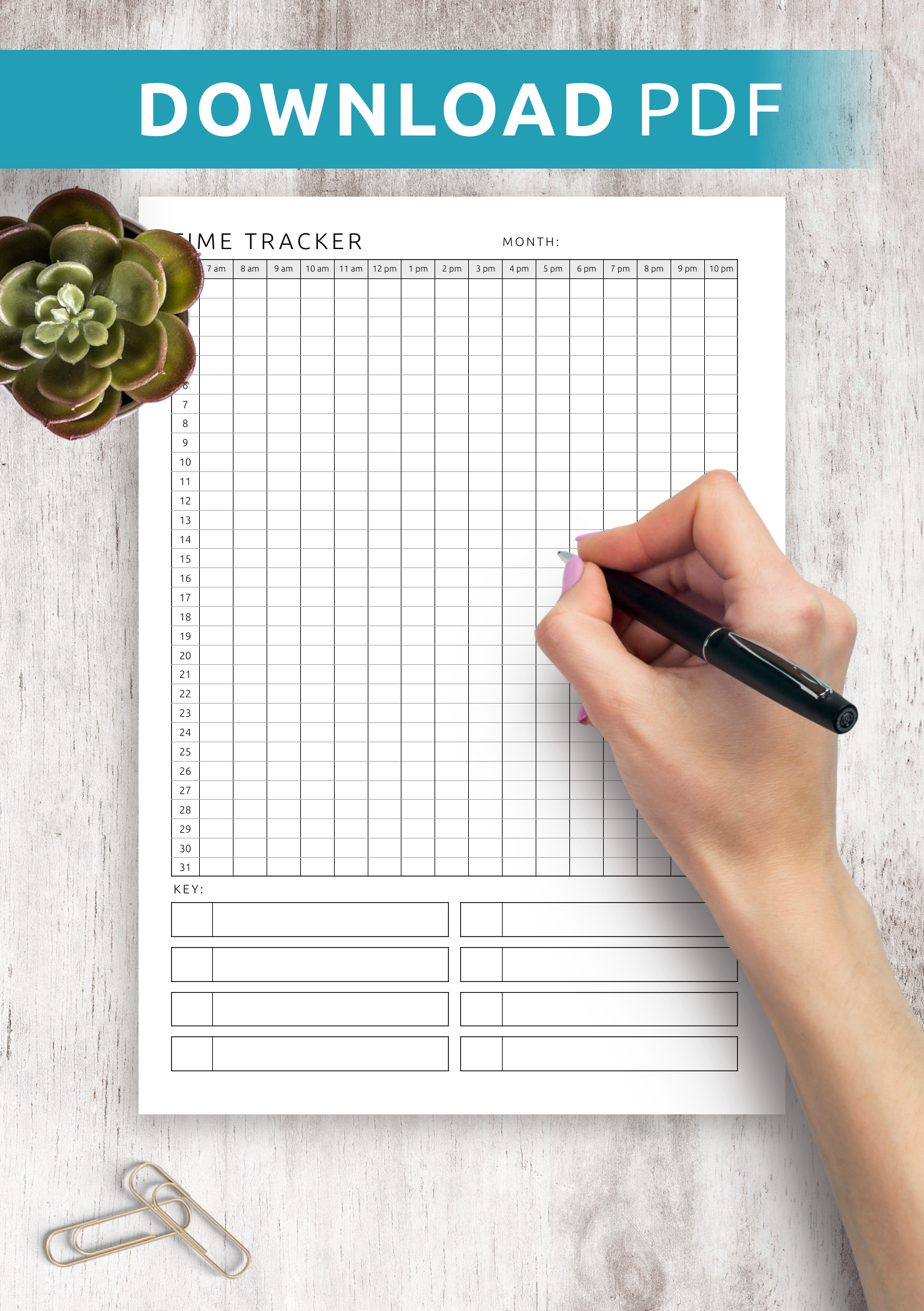 Download Printable Time Tracker Template PDF