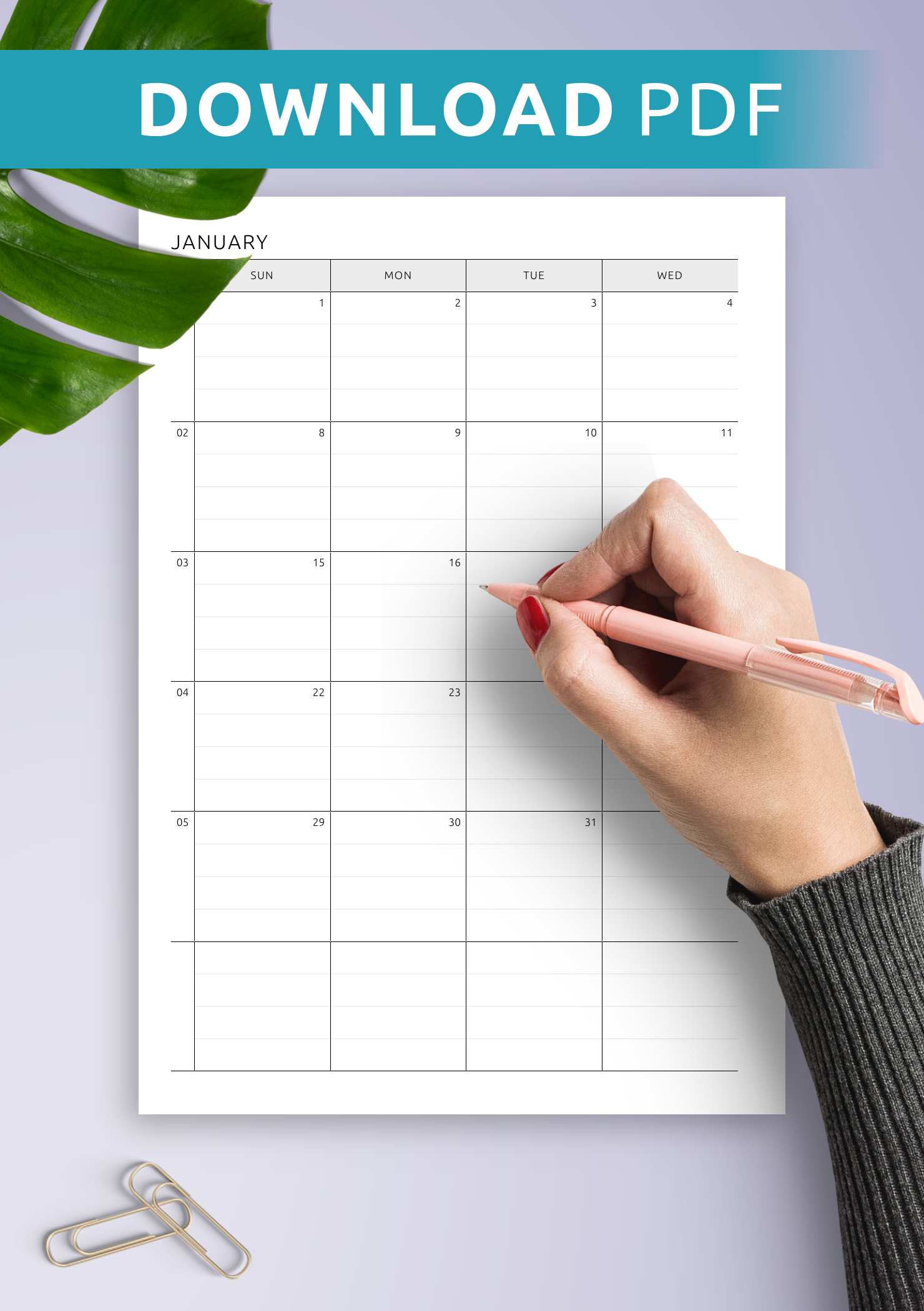 Printable Calendar Pages With Lines