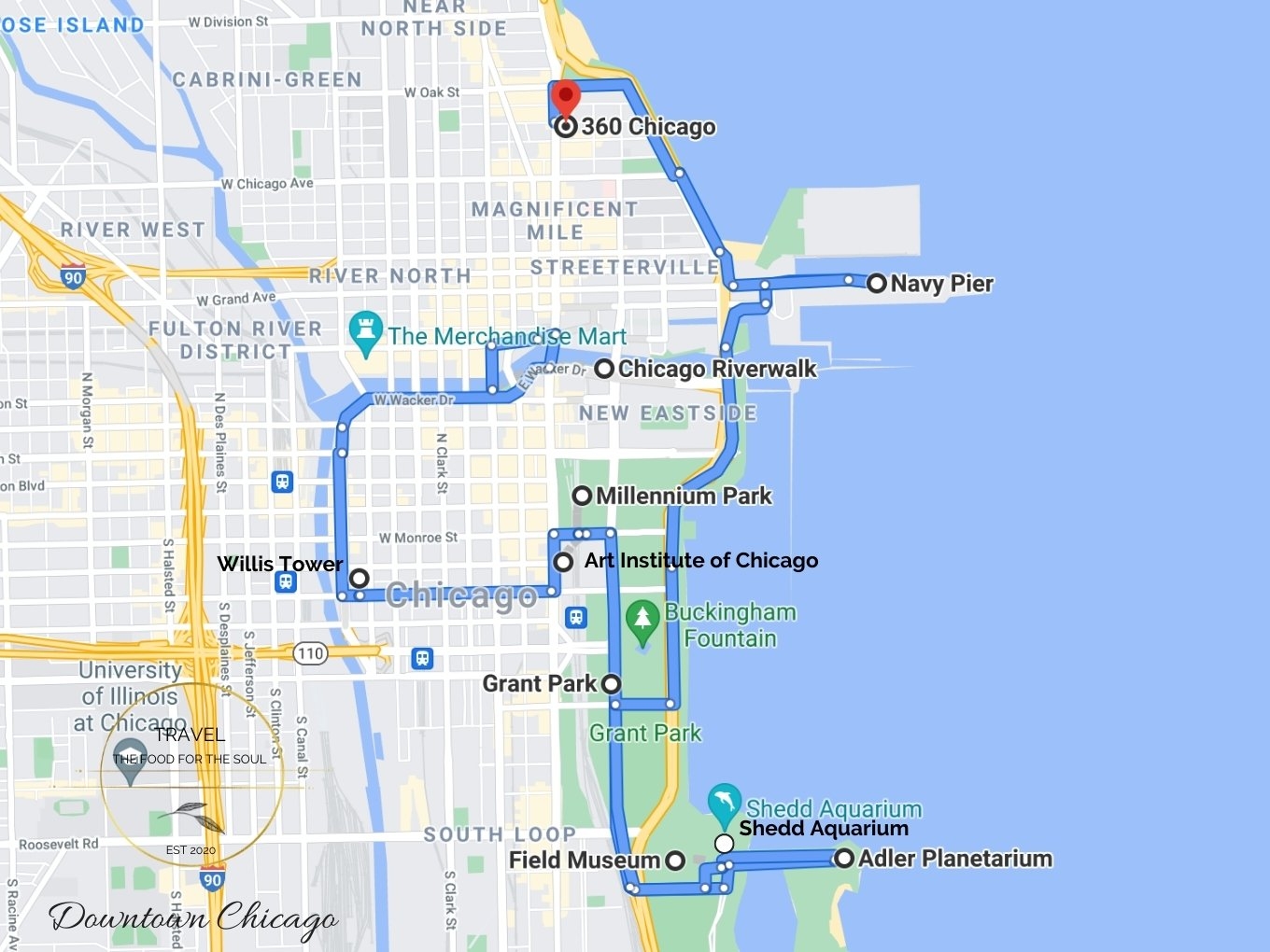 Downtown Chicago Attractions Map Travel The Food For The Soul