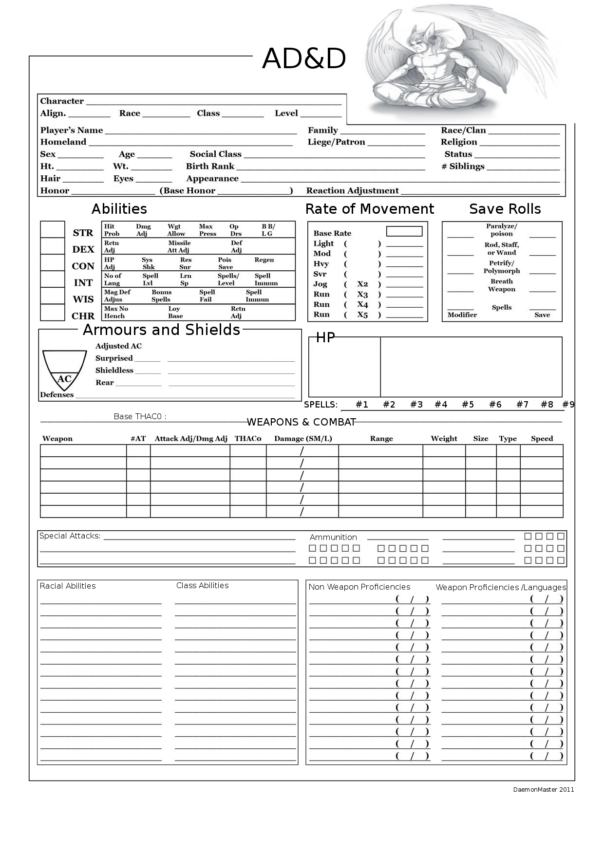 3.5 E Character Sheet Printable 3.5 E Character Sheet Printable
