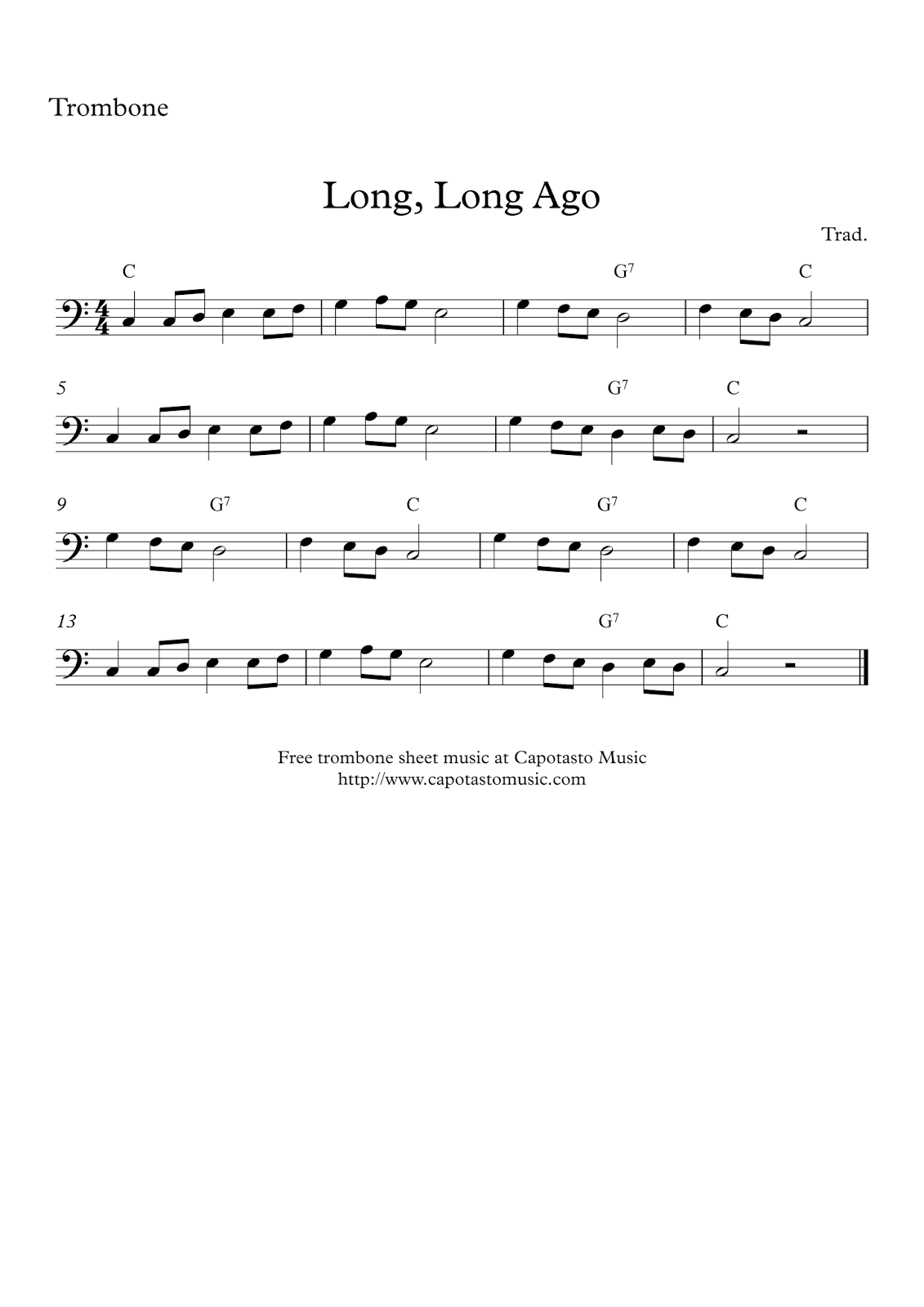 Easy Sheet Music For Beginners Free Easy Trombone Sheet Music Long Long Ago Easy Sheet Music For Beginners Free Easy Trombone Sheet Music Long Long Ago